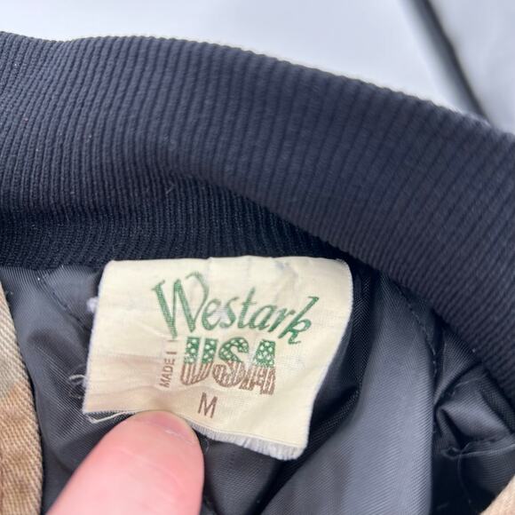 Vintage 80s 90s men's camo camouflage Westark hunting snap button bomber jacket - Picture 5 of 7